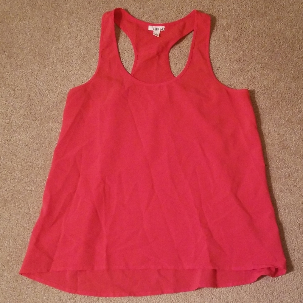 Red racerback blouse